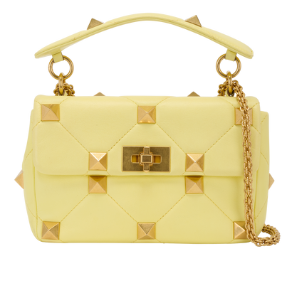 Medium Roman Stud, &pound;750, Handbags, Yellow, Leather, Front view